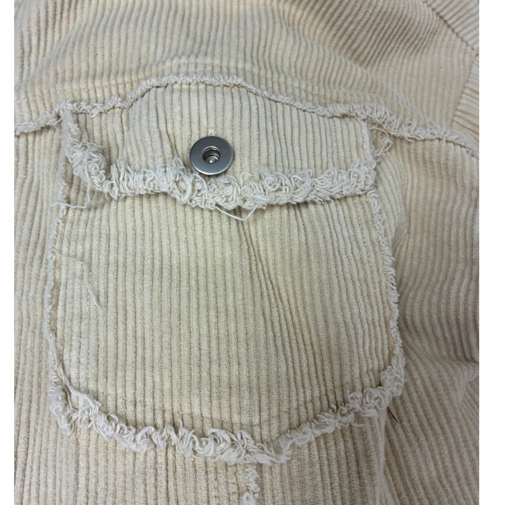 New In Beige Corduroy Shacket - M - Raw Hem Button Down Boho Western - Picture 10 of 14